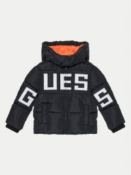 Guess Kurtka puchowa N4BL04 WB240 Czarny Regular Fit. Czarne kurtki i płaszcze dla chłopców Guess, z aplikacjami, z puchu, bez kaptura. Za 269.99 zł.
