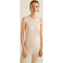Mango - Top Gift. Szare topy damskie Mango, z dzianiny, z okrągłym kołnierzem, bez rękawów. Za 119.90 zł.