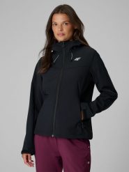 4F Kurtka softshell wiatroodporna damska - czarny L. Czarne kurtki damskie 4f, l, bez wzorów, z softshellu, bez kaptura. Za 299.99 zł.