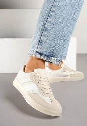Beżowe Sneakersy Typu Tenisówki z Ozdobnymi Paskami Amodelle. Brązowe trampki i tenisówki damskie Born2be, bez wzorów, z jeansu, eleganckie, bez zapięcia. Za 84.99 zł.