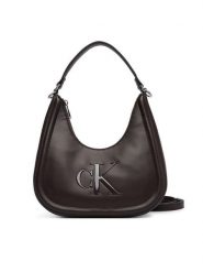 Calvin Klein Torebka Bold Ck Small Crescent Bag LV04F3561G Brązowy ciemny. Brązowe torebki do ręki damskie Calvin Klein, bez wzorów, ze skóry, bez dodatków. Za 409.99 zł.