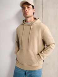 Bluza basic - beżowy. Brązowe bluzy męskie Sinsay, l, bez wzorów, z kapturem. W wyprzedaży za 27.99 zł.