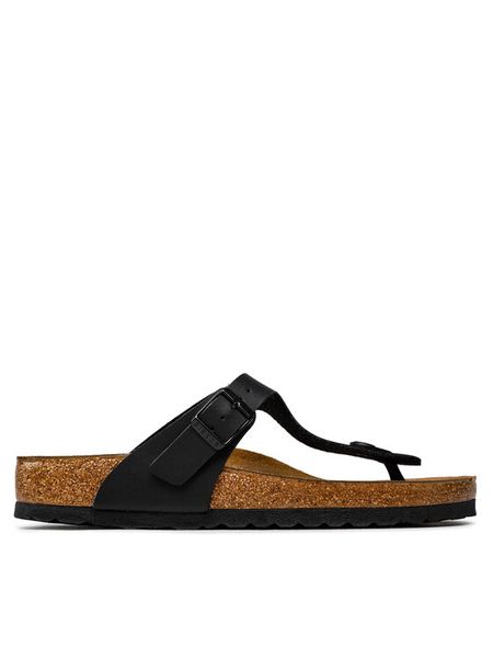 Birkenstock Japonki Gizeh 043691 Czarny. Czarne klapki damskie Birkenstock, bez wzorów, ze skóry, bez obcasa. Za 319.00 zł.