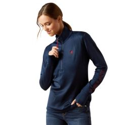 Polaire 1/2 Zip damska Ariat Team EQ. Niebieskie bluzy sportowe damskie Ariat, bez wzorów, z polaru, bez kaptura, do jazdy konnej. Za 361.00 zł.