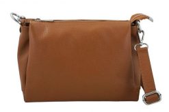 Minimalistyczna listonoszka ze skóry BARBERINI'S j. brązowa 951-12. Brązowe torebki shopper damskie Barberinis, bez wzorów, z lakierowanej skóry, eleganckie, małe, lakierowane, bez dodatków. Za 239.99 zł.