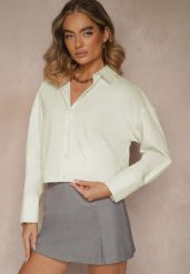 Zielona Casualowa Koszula z Bawełny Naliraella. Zielone bluzki damskie Renee, l, bez wzorów, z bawełny, bez kołnierzyka, bez ramiączek. Za 74.99 zł.