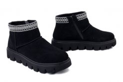 RIEKER W2074-00 black, botki damskie. Czarne botki damskie Rieker, bez obcasa, bez zapięcia. Za 399.90 zł.