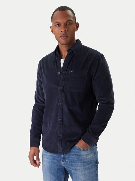 Tommy Jeans Koszula Baby Cord DM0DM22021 Granatowy Regular Fit. Niebieskie koszule męskie Tommy Jeans, m, bez wzorów, z bawełny, bez kołnierzyka, bez ramiączek. Za 369.99 zł.