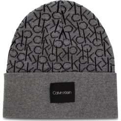 Czapka CALVIN KLEIN - Ck Knitted Beanie W K60K604722 013. Szare czapki i kapelusze damskie Calvin Klein, bez wzorów, z bawełny. Za 159.00 zł.