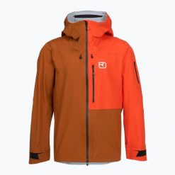 Kurtka skiturowa męska ORTOVOX 3L Ortler. Brązowe kurtki męskie ORTOVOX, na zimę, l, bez wzorów, z materiału, sportowe, bez kaptura. Za 2,169.00 zł.