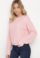 Jasnoróżowy Klasyczny Sweter o Krótszym Kroju Zinoraya. Czerwone swetry damskie Born2be, na jesień, uniwersalny, bez wzorów, z bawełny, eleganckie, bez kołnierzyka, bez ramiączek, długie, bez kaptura. Za 64.99 zł.