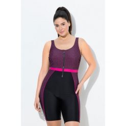 Damskie Strój kąpielowy długie nogawki bez miękkich miseczek zamek błyskawiczny. Czarne kostiumy jednoczęściowe damskie Ulla Popken, plus size, bez wzorów, z elastanu, sportowe, plus size. Za 279.99 zł.