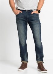 Lekkie dżinsy ze stretchem Slim Fit Straight. Niebieskie jeansy męskie bonprix, sportowe. Za 149.99 zł.