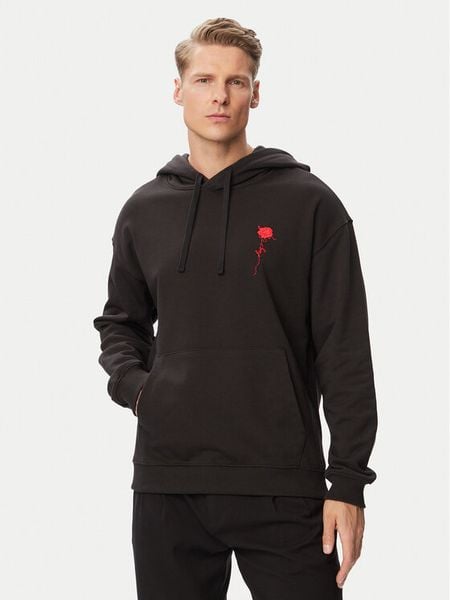 HUGO Bluza Diflow 50574451 Czarny Relaxed Fit. Czarne bluzy męskie Hugo, m, bez wzorów, z bawełny, bez kaptura. Za 485.99 zł.