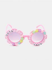 Okulary przeciwsłoneczne z serduszkami i perłami - różowy. Czerwone okulary przeciwsłoneczne dla dzieci Sinsay. Za 12.99 zł.