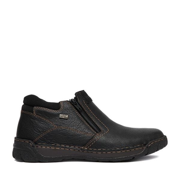 Botki Rieker. Czarne botki męskie Rieker, bez wzorów, bez zapięcia. Za 449.99 zł.