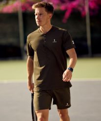 Koszulka Polo Męska Excellence. Zielone koszulki polo męskie NORDICDOTS, m, bez wzorów, z materiału, eleganckie, bez ramiączek. Za 275.00 zł.