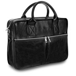 Torba męska skórzana Tizano TM11 czarna. Czarne torby na ramię męskie TIZANO, bez wzorów, z jeansu, biznesowe, na ramię. Za 455.99 zł.