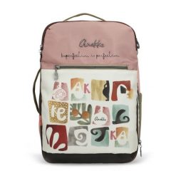 Plecak damski Anekke, wykonany z materiału tekstylnego z dekoracyjnym nadrukiem zamykany na zamek, różowy, 42575-011. Czerwone plecaki damskie Anekke, bez wzorów, biznesowe. Za 499.00 zł.