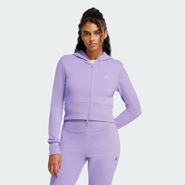 Bluza Seasonal Essentials French Terry Full-Zip. Czerwone bluzy damskie Adidas, xl, bez wzorów. Za 259.00 zł.