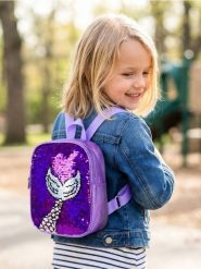 Plecak z cekinowym motywem syreniego ogonu - różowy. Czerwone torby i plecaki dziecięce Sinsay. Za 32.99 zł.