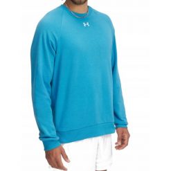 Bluza dresowa męska UNDER ARMOUR bawełna bez kaptura. Niebieskie bluzy męskie Under Armour, m, bez wzorów, z bawełny, bez kaptura, na fitness i siłownię. Za 199.00 zł.