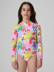 4F Kostium kąpielowy jednoczęściowy dziewczęcy - multikolor 122/128 (6-8 lat). Brązowe stroje kąpielowe dla dziewczynek 4f, bez wzorów, z materiału. Za 119.99 zł.