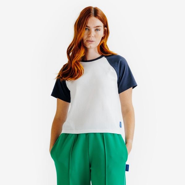Koszulka damska Heritage. Białe koszulki sportowe damskie Decathlon, xl, bez wzorów, z bawełny, bez kołnierzyka, bez ramiączek. Za 49.99 zł.