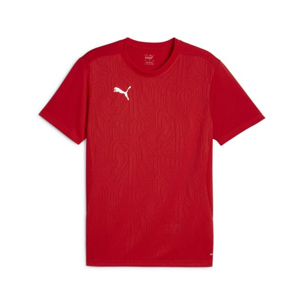 Koszulka Puma. Czerwone koszulki sportowe męskie Puma, l, bez wzorów, z materiału, bez kołnierzyka, bez ramiączek, do piłki nożnej. Za 179.50 zł.