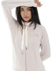 Bluza miękki z bawełna z zamek błyskawiczny na co dzień. Brązowe bluzy damskie LEONE 1947 APPAREL, m, bez wzorów, z bawełny, bez kaptura. Za 383.11 zł.