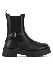 DeeZee Sztyblety HY12123-17 Czarny. Czarne botki damskie DeeZee, z materiału, bez obcasa, na płaskiej podeszwie, bez zapięcia. Za 179.99 zł.