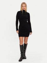 Guess Sukienka dzianinowa Keily W4BK27 Z3JE0 Czarny Regular Fit. Czarne sukienki damskie Guess, xl, z aplikacjami, z dzianiny, bez kołnierzyka, bez ramiączek. Za 299.99 zł.