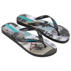 Japonki Ipanema Summer V W 83623AY920 czarne. Czarne klapki damskie bez wzorów, z materiału, sportowe, bez obcasa. Za 171.67 zł.