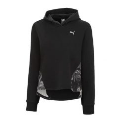 Bluza damska z kapturem Puma ESS+ AOP. Czarne bluzy sportowe damskie Puma, l, bez wzorów, z materiału, z kapturem, na fitness i siłownię. Za 256.50 zł.