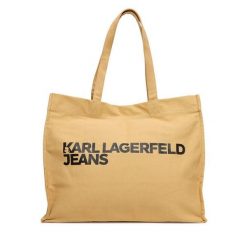 Torebka Karl Lagerfeld Jeans. Brązowe torebki do ręki damskie Karl Lagerfeld Jeans, bez wzorów, z jeansu, bez dodatków. Za 189.99 zł.