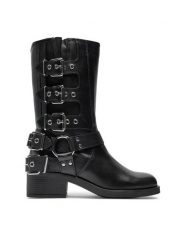 Aldo Botki Ryderr 13800894 Czarny. Czarne botki damskie Aldo, ze skóry, bez obcasa, na płaskiej podeszwie, bez zapięcia. Za 859.99 zł.