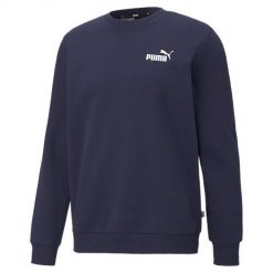 Bluza Puma ESS Small Logo Crew. Niebieskie bluzy męskie Puma, s, bez wzorów, z bawełny, bez kaptura, na fitness i siłownię. Za 304.00 zł.