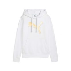 Bluza damska z kapturem Puma Ess Metallic Fl. Białe bluzy damskie Puma, bez wzorów, prążkowane, z kapturem, do biegania. Za 260.50 zł.