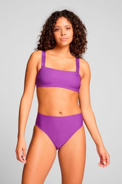 Dół od bikini z wysokim stanem i figi w kolorze fioletowym. Fioletowe bikini damskie Puma, s, bez wzorów. Za 177.90 zł.