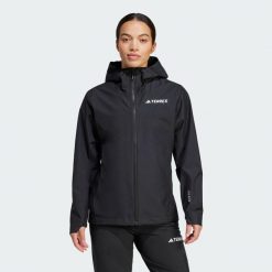 Kurtka Terrex Multi 2.5L Rain.Rdy. Czarne kurtki sportowe damskie Adidas, l, bez wzorów, z materiału, bez kaptura, trekkingowe. W wyprzedaży za 510.27 zł.