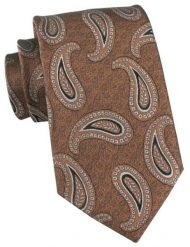 Elegancki Krawat Chattier - Brązowy z Wzorem Paisley. Brązowe krawaty i muchy Chattier, bez wzorów, z tkaniny, eleganckie. Za 55.00 zł.