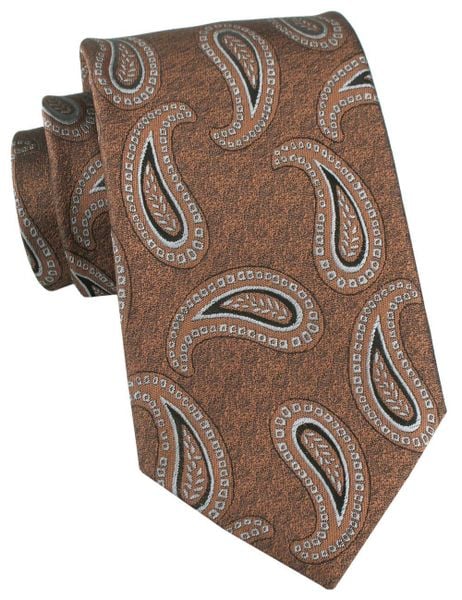 Elegancki Krawat Chattier - Brązowy z Wzorem Paisley. Brązowe krawaty i muchy Chattier, bez wzorów, z tkaniny, eleganckie. Za 55.00 zł.