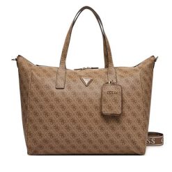 Torba weekendowa Guess. Brązowe torby podróżne damskie Guess, z aplikacjami. Za 579.99 zł.