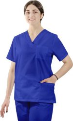 Visent Bluza medyczna ELASTYCZNA stretch chirurgiczna damska chabrowy XXL. Niebieskie bluzy damskie Visent, xxl, bez wzorów, bez kaptura. Za 67.99 zł.