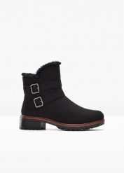 Botki. Czarne kozaki damskie bonprix, bez obcasa. Za 149.99 zł.