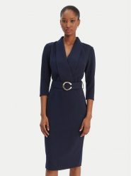 Rinascimento Sukienka koktajlowa CFC0126777003 Granatowy Slim Fit. Niebieskie sukienki damskie Rinascimento, l, bez wzorów, z syntetyku, wizytowe, bez kołnierzyka, bez ramiączek. Za 489.99 zł.