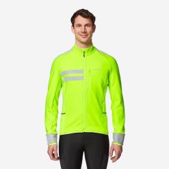 Kurtka zimowa na rower szosowy Van Rysel EDR Endurance EN17353. Żółte kurtki sportowe męskie VAN RYSEL, na zimę, s, bez wzorów, z materiału, rowerowe. Za 349.99 zł.
