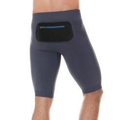 Spodnie do biegania 1/2 z czarną kieszenią męskie Brubeck RUNNING FORCE. Czarne legginsy sportowe męskie Brubeck, m, bez wzorów, z elastanu, do biegania. Za 106.24 zł.