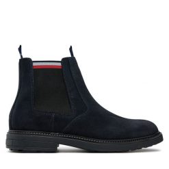 Sztyblety Tommy Hilfiger. Niebieskie botki męskie Tommy Hilfiger, bez wzorów, bez zapięcia. Za 599.99 zł.