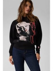 Guess Bluza W6BQ18 K6664 Czarny Oversize. Czarne bluzy damskie Guess, s, z aplikacjami, z bawełny, bez kaptura. Za 524.99 zł.